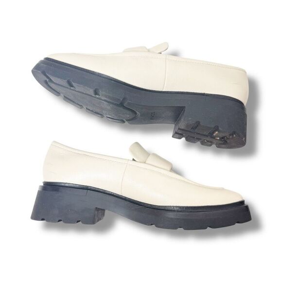 Vince Robin Leather Loafer in Moonlight Cream Lug Soled Heeled Women’s Size 7.5 - Picture 7 of 11